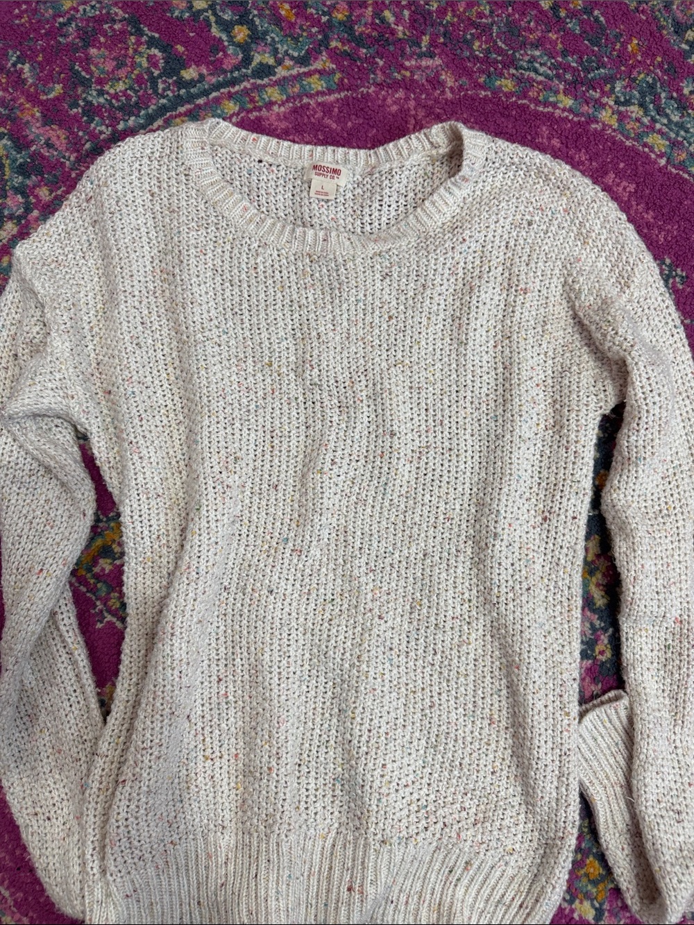 Mossimo Supply Co. Cream Speckled Crewneck Sweater